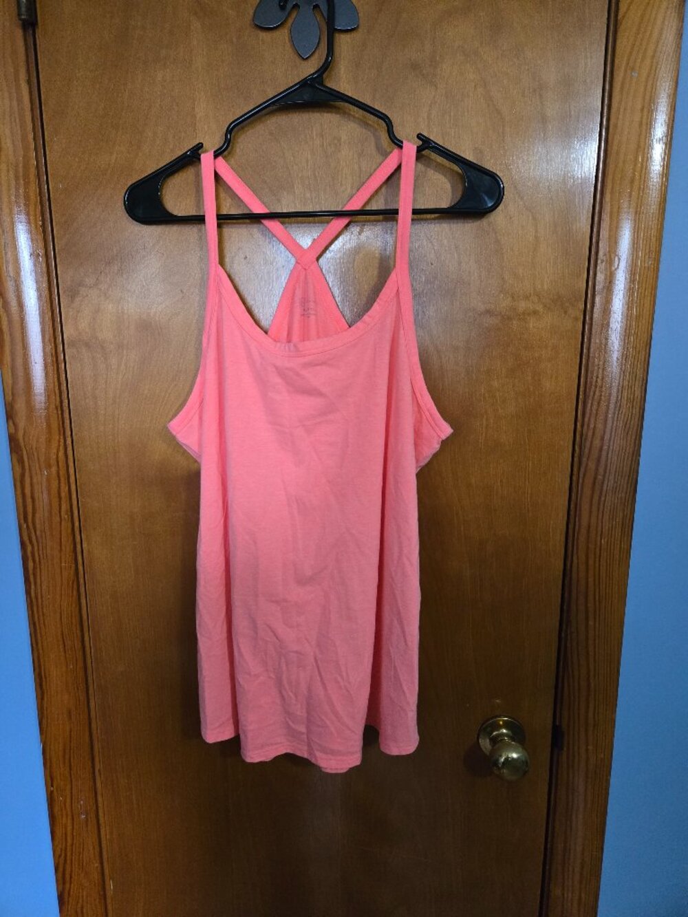 NO BOUNDARIES Racerback Tank Top, Size XL, Creamy Orange Color